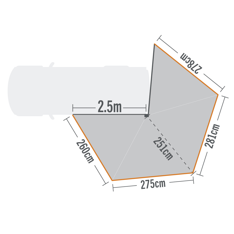 kiwicamping kc077 086 tuatara 270 degree 2.5m awning passenger side floor plan