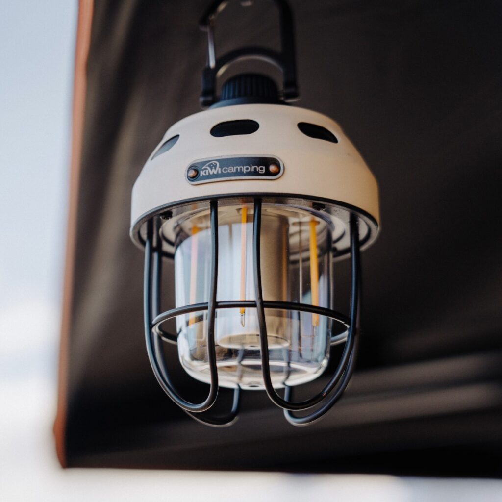 kiwi camping dusk lantern hanging