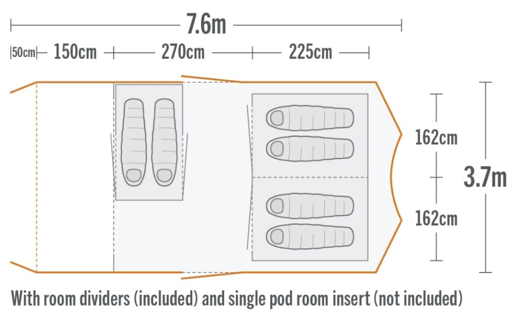 kiwi camping tui 6 with room dividers