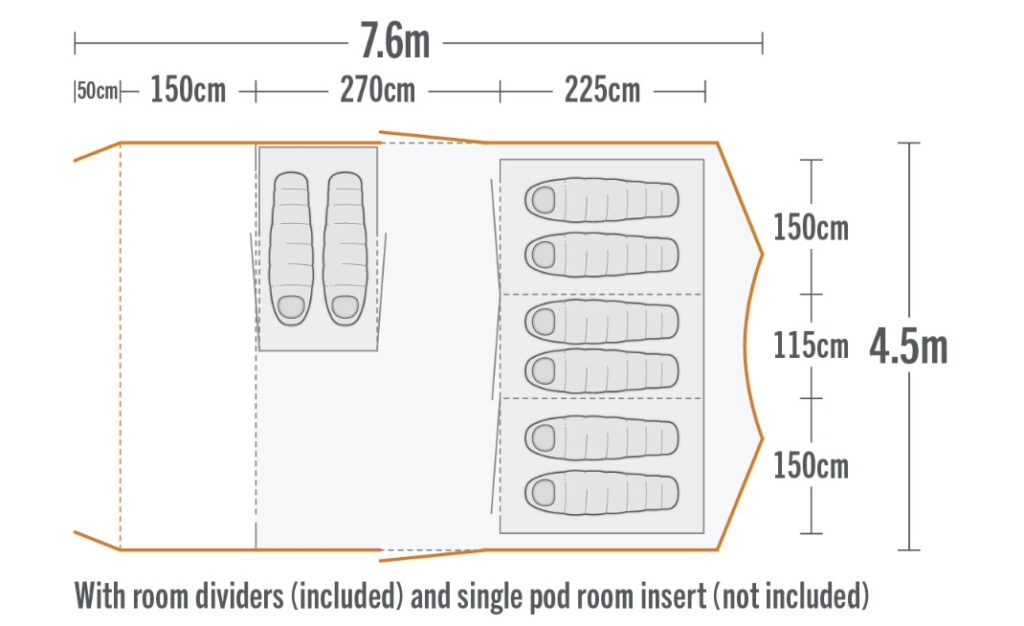 kiwi camping tui 8 air tent with dividers KC072 754