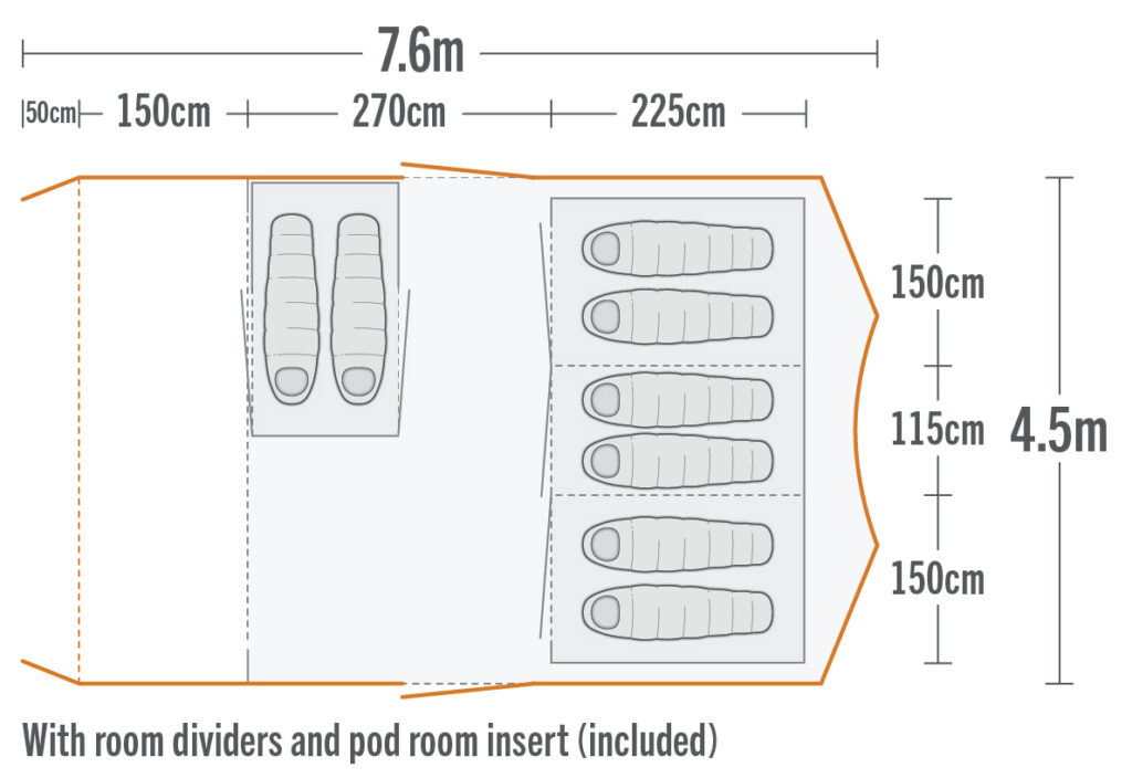 kiwi camping tui 8 air tent with dividers KC072 754