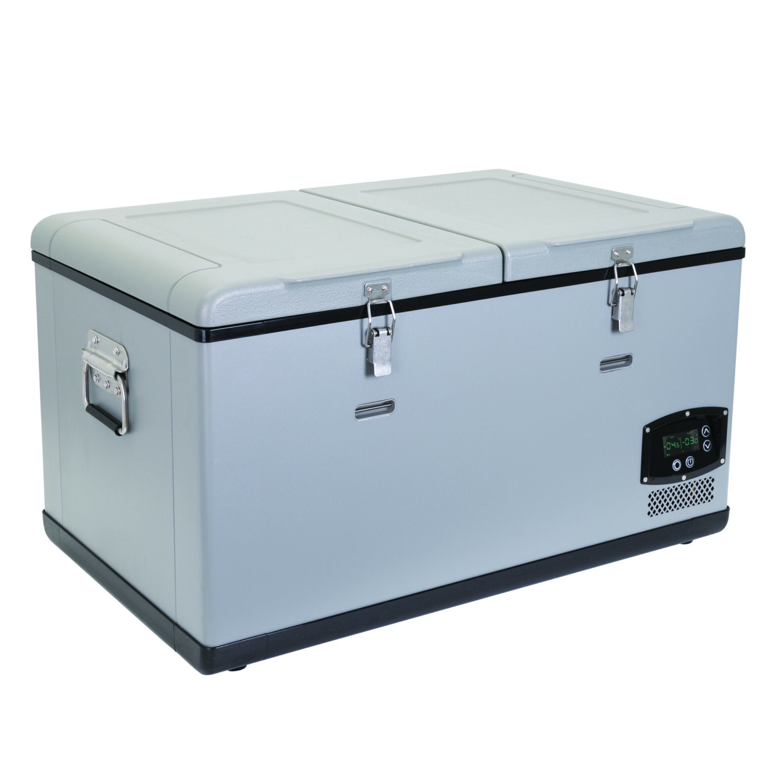 gasmate 75l dual zone fridge freezer closed right angle GM009 030 scaled